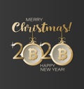 Bitcoin Christmas greetings. 2020 with New Year balls.